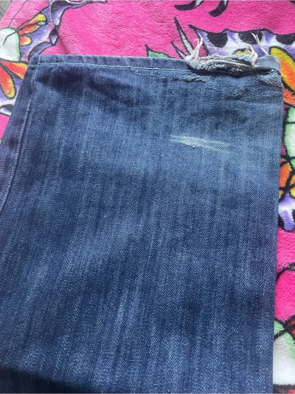 Men's Dark Blue Embroidered Koi Jeans